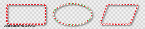 Set of Christmas candy cane frames