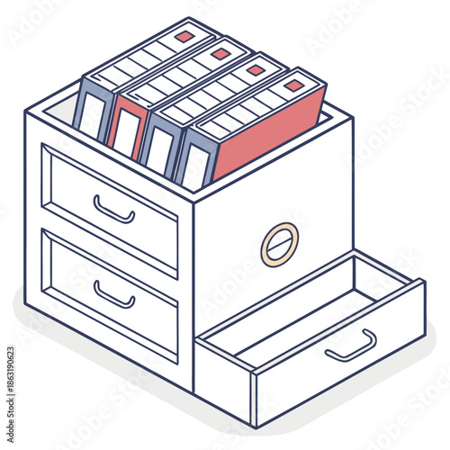 Electronic filing tray vector icon representing digital document organization and paperless storage solutions