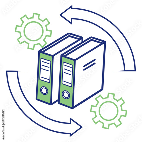 File synchronization icon with arrows representing cloud storage backup and data syncing across devices