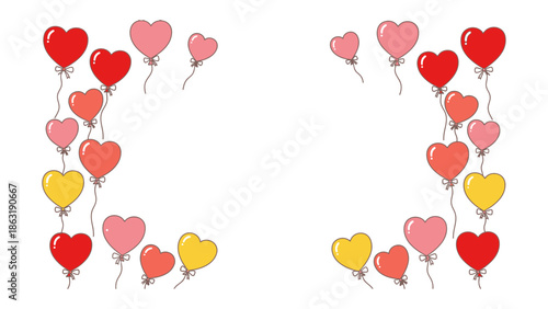 Love's Flight: A charming arrangement of heart-shaped balloons ascends in a joyous display, symbolizing affection and celebration against a simple backdrop.