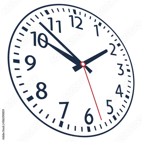 Minimalist White Wall Clock Icon for Modern Office Interior and Time Tracking, Flat Vector Graphic