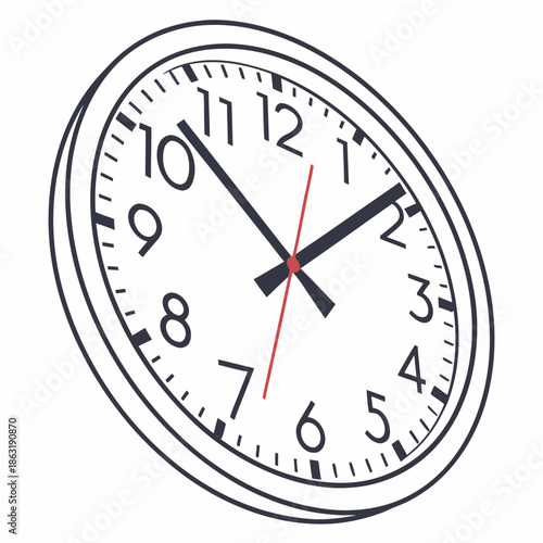 Flat Office Wall Clock Icon with Clean Ticks and Simple Design for Productivity and Punctuality, Vector