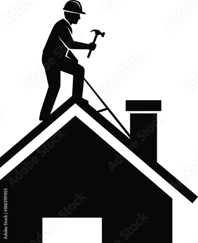 man are repairing the roof of the house 