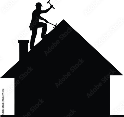 man are repairing the roof of the house 