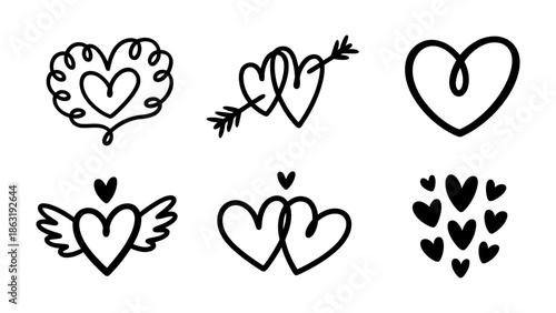 Hearts Collection: A collection of simple heart illustrations perfect for any occasion, conveying emotions of affection, love, and connection. 