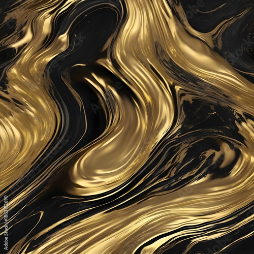 Elegant gold and black marble swirls create a luxurious abstract background