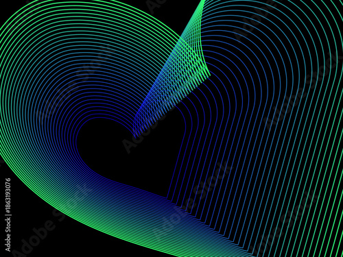 ネオン調ラインで描いた抽象ハート背景/Abstract Neon Line Heart Background Illustration