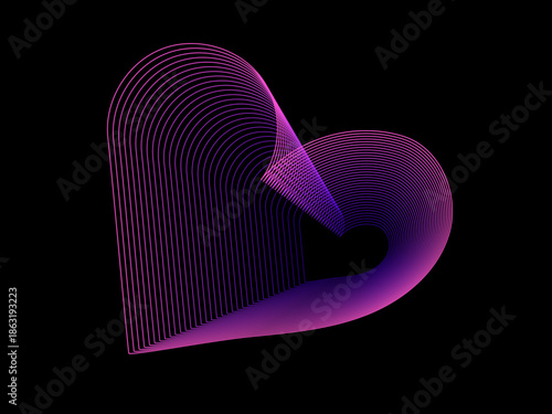 ネオン調ラインで描いた抽象ハート背景 /Abstract Neon Line Heart Background Illustration