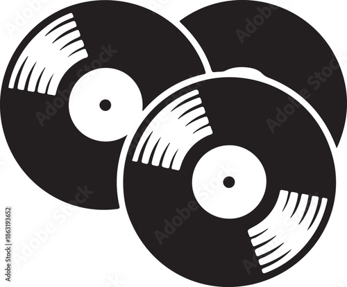 Vinyl records overlapping each other