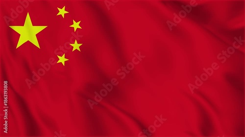 Chinese flag waving in the wind. Animation for National Day of the People's Republic of China, Video 4k