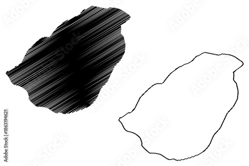 La Ronciere island (Russia, Russian Federation, Franz Josef Land archipelago) map vector illustration, scribble sketch Ronser or Whitney Island map