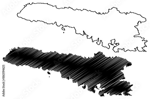 Lampedusa island (Pelagie Islands, Italian Republic, Italy) map vector illustration, scribble sketch Isola del Lampedusa map