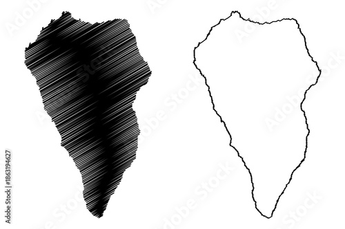 La Palma island (Canary Islands archipelago, Kingdom of Spain) map vector illustration, scribble sketch San Miguel de La Palma map