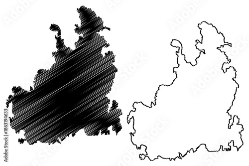 La Maddalena island (Maddalena archipelago, Italian Republic, Italy) map vector illustration, scribble sketch Isola del La Madalena map