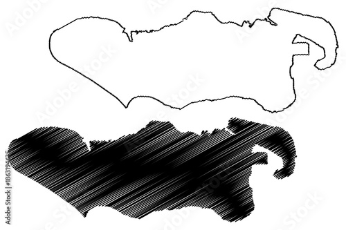 Lagos island (Federal Republic of Nigeria) map vector illustration, scribble sketch Lagos map