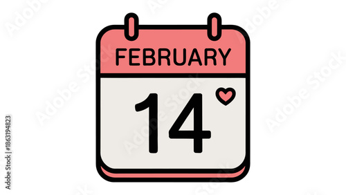February 14th: A simple calendar page shows the date of February 14th, accompanied by a small heart symbol, creating a visual reminder of a day dedicated to love and affection.