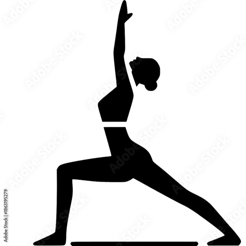 Zen in Motion: A silhouette of a graceful form in a yoga pose, exuding tranquility and balance, embracing mindfulness and inner peace. 