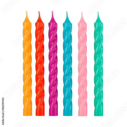 Colorful twisted spiral birthday candles row
