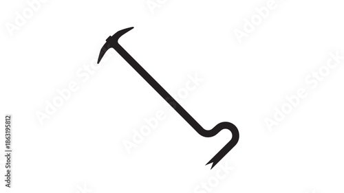 Minimalist black silhouette of a claw hammer diagonally oriented on a white background, a clean vector tool icon suitable for workshop designs