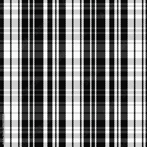 Monochrome Gray Plaid Seamless Tartan Fabric Vector Pattern