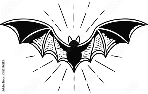 bat outline silhouette vector illustration
