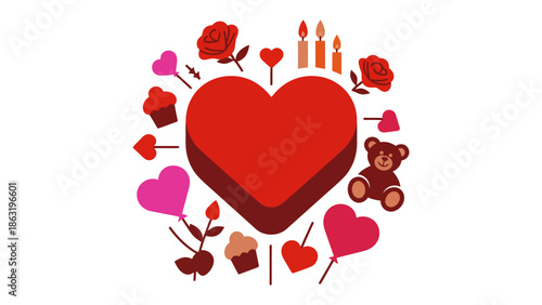 Symbolic Heart: A vibrant representation of love, romance, and affection, adorned with heartfelt symbols and colors, embodying the spirit of Valentines.