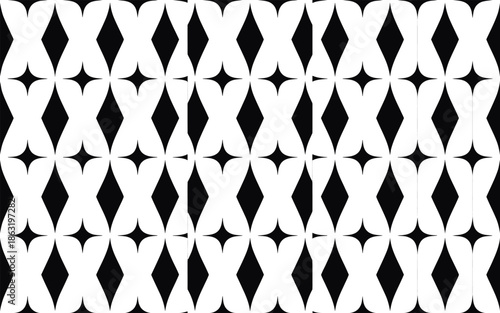Bold Abstract Geometric Seamless Pattern of Black Cross and Diamond Shapes for Modern Texture Background
