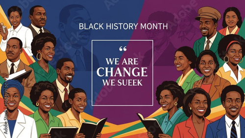 Diverse Group of People Celebrating Black History Month with Rainbow Colors