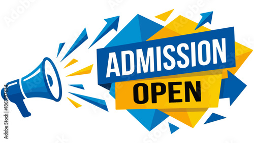 Admission Open Banner with Blue Megaphone and Modern Typography, admission open, admission open banner, education admission design, school admission poster, college enrollment banner,
