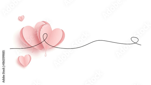 Heartfelt Design: Minimalist artwork, featuring paper hearts connected by a delicate line, radiates love and affection. Captures the beauty and simplicity of romance.