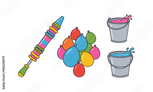 Water gun and balloon for bundle holi festival celebration items set
