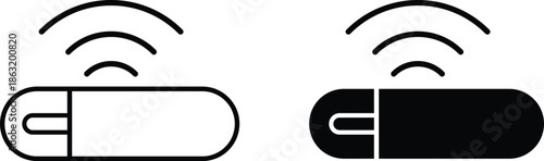 Dog microchip icon. Smart chip symbol. Pet identification symbols. Animal RFID chip graphic design. Veterinary tracking and safety signs
