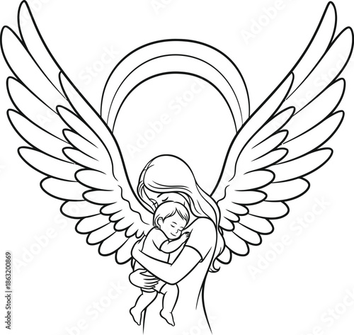 Angel holding baby