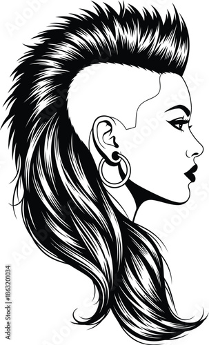 Profile of a woman with a mohawk