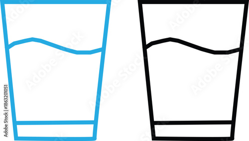 Water glass icon. Daily liquid intake. Drinking water symbols. Beverage glassware graphic design. Hydration and refreshment signs
