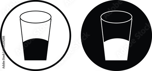 Water glass icon. Daily liquid intake. Drinking water symbols. Beverage glassware graphic design. Hydration and refreshment signs
