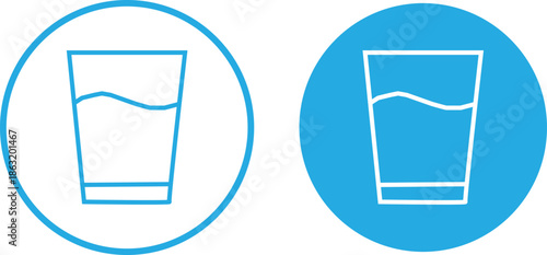 Water glass icon. Daily liquid intake. Drinking water symbols. Beverage glassware graphic design. Hydration and refreshment signs
