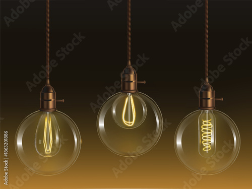 Antique loft style lightbulb decorative elements for interior design vector