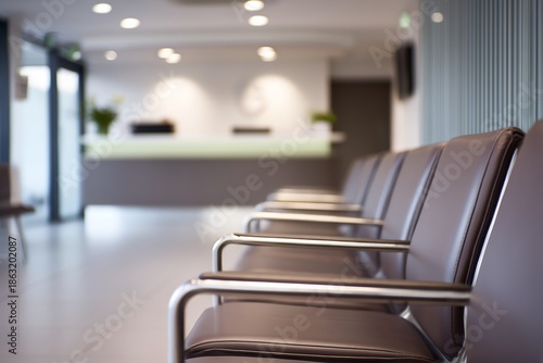 Sillas de diseño en sala de espera moderna, Interiorismo de clínica con sillas ergonómicas, sala de espera consulta medica 