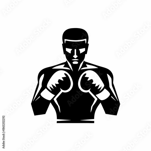 boxer icon silhouette in flat style for boxing and sports design