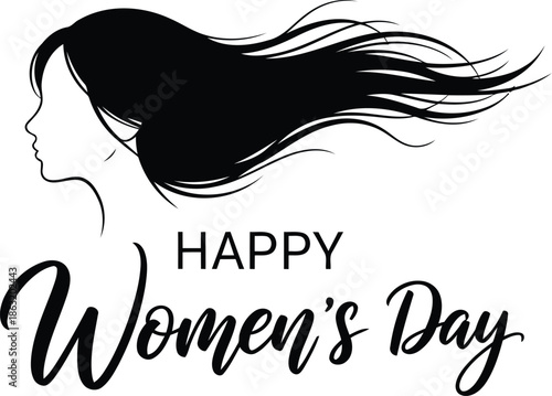 A stylish vector illustration of a beautiful woman with long flowing hair and a graceful face design suitable for fashion and art themes