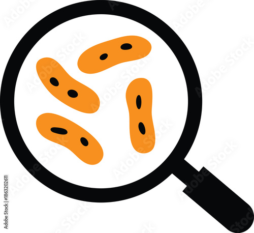 Magnifying glass observing microscopic organisms, illustrating scientific research and the study of biology and health, highlighting the importance of exploration