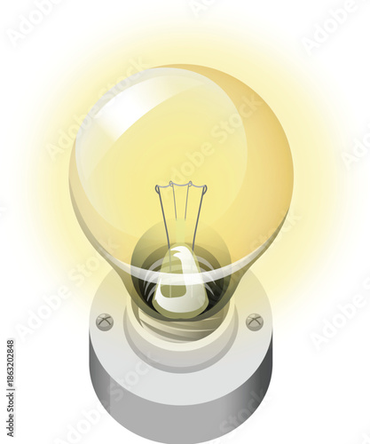 Glowing retro light bulbs with base metal and glass transparent vector