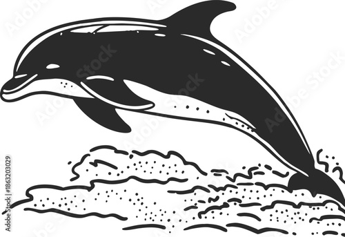 dolphin artistic silhouette vector illustration
