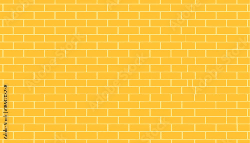 Yellow brick wall pattern background. Seamless yellow brick wall pattern in flat vector style. Minimal architectural background suitable for posters, banners, web design, construction, urban themes.