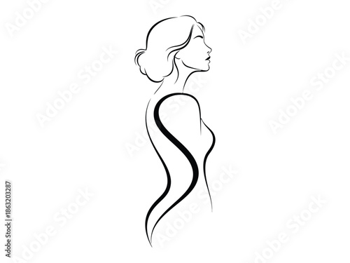 Elegant woman s profile sketch a minimalist line art depiction of beauty
