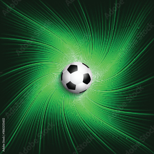 Soccer ball with green abstract smoke trail on light background vector