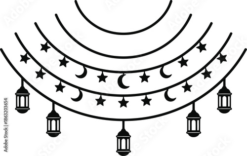 Elegant Lantern Design with Stars and Moon Illustrations