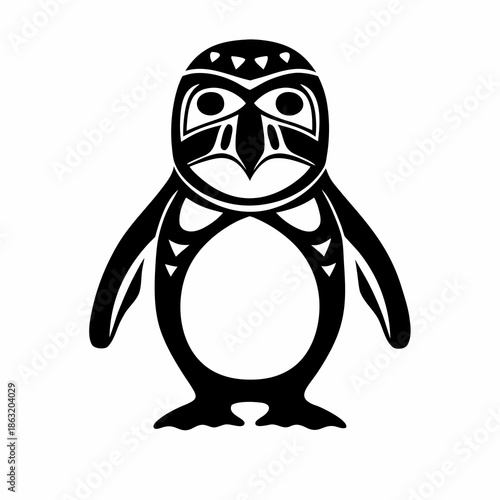 penguin icon silhouette in flat style for wildlife and nature design