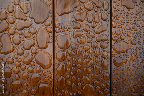 Horizontal wooden background with water droplets